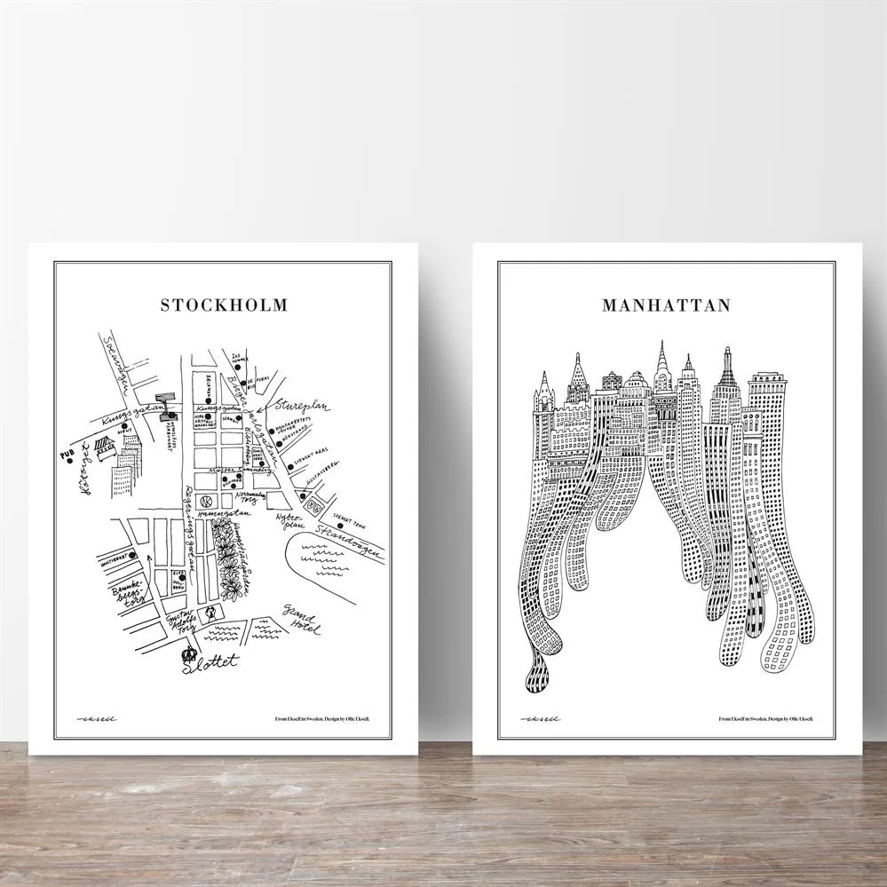 Poster Manhattan, 50x70 cm Olle Eksell