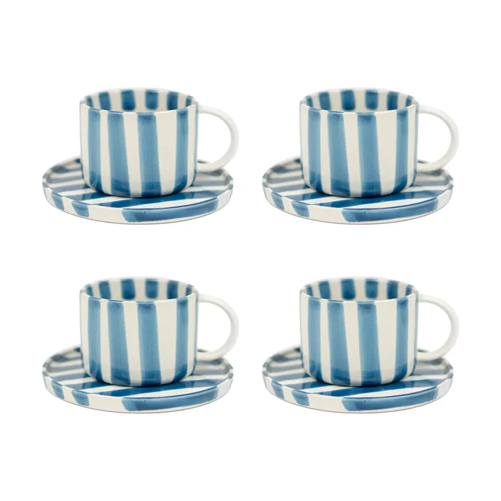 Tazza con piattino Monica confezione da 4 - Blu - undefined - Olsson & Jensen