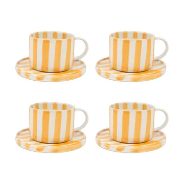 Tazza con piattino Monica confezione da 4 - Giallo - undefined - Olsson & Jensen