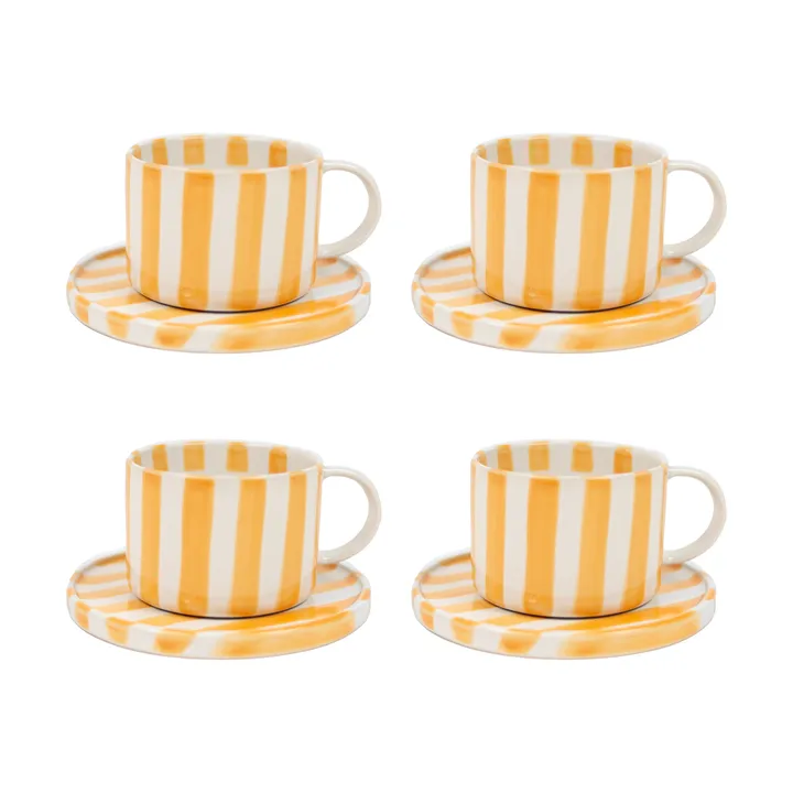 Tazza con piattino Monica confezione da 4 - Giallo - undefined - Olsson & Jensen