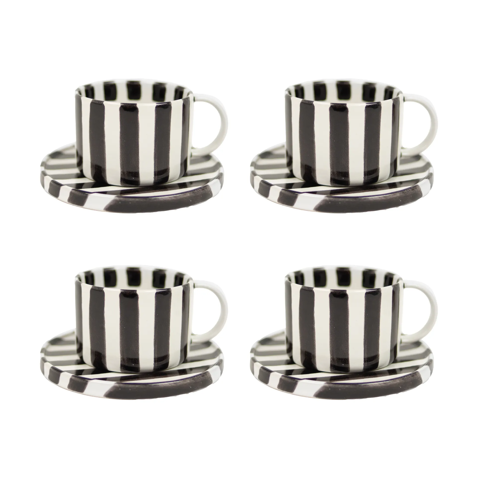 Tazza con piattino Monica confezione da 4 - Nero,  Olsson & Jensen