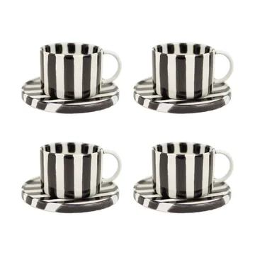 Tazza con piattino Monica confezione da 4 - Nero - Olsson & Jensen