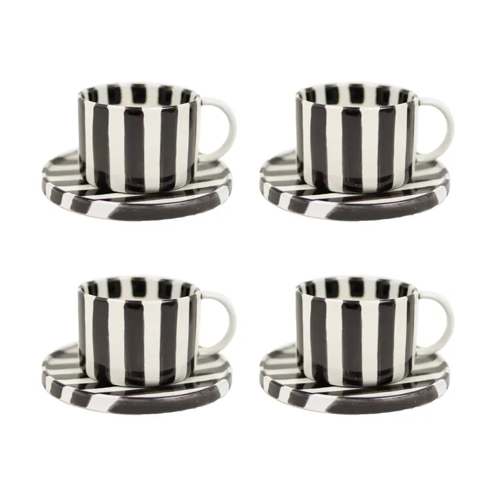Tazza con piattino Monica confezione da 4 - Nero - Olsson & Jensen