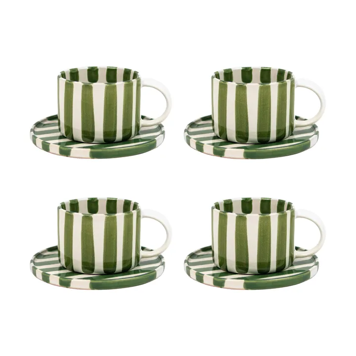 Tazza con piattino Monica confezione da 4 - Verde - Olsson & Jensen