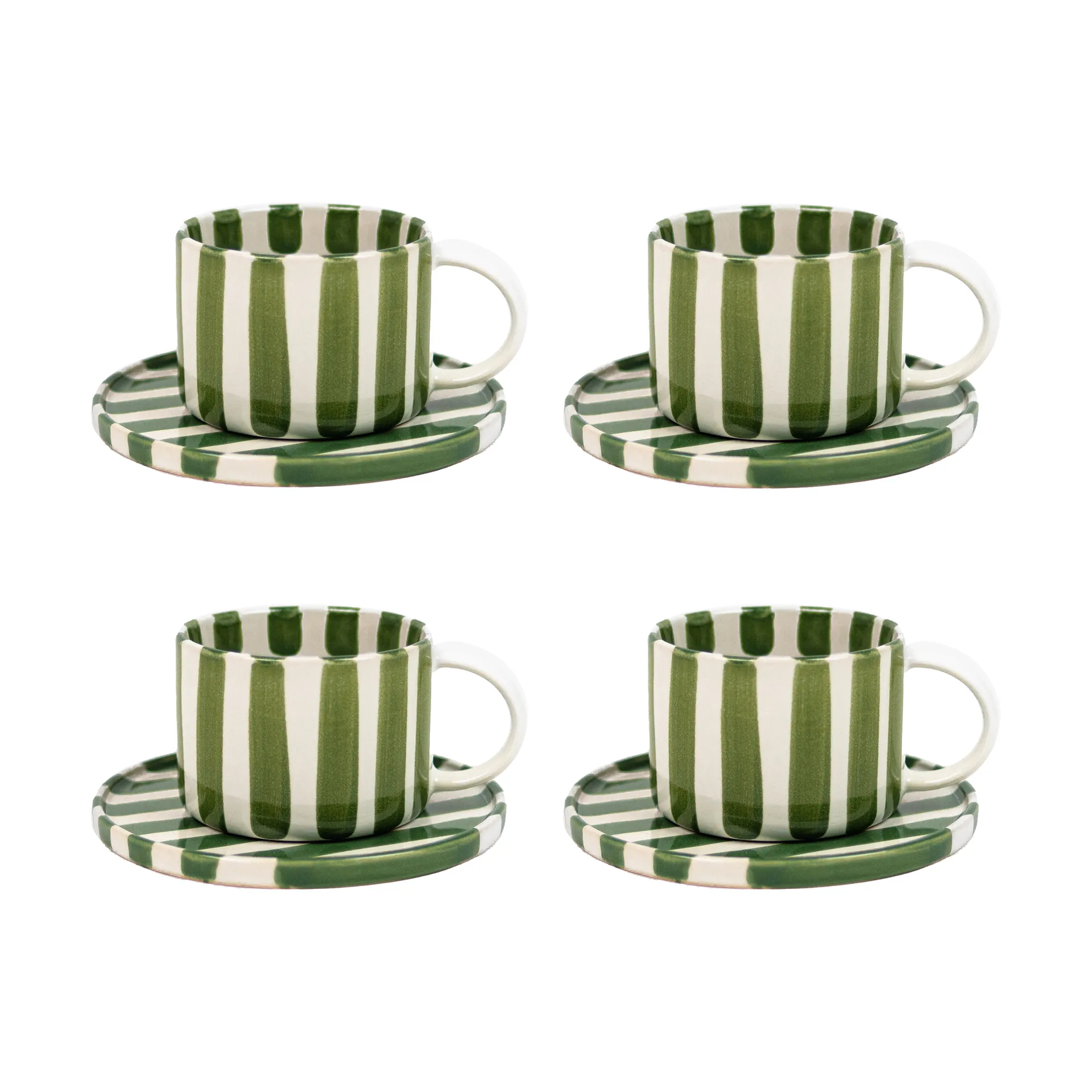 Tazza con piattino Monica confezione da 4 - Verde Olsson & Jensen