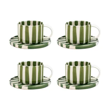 Tazza con piattino Monica confezione da 4 - Verde - undefined - Olsson & Jensen