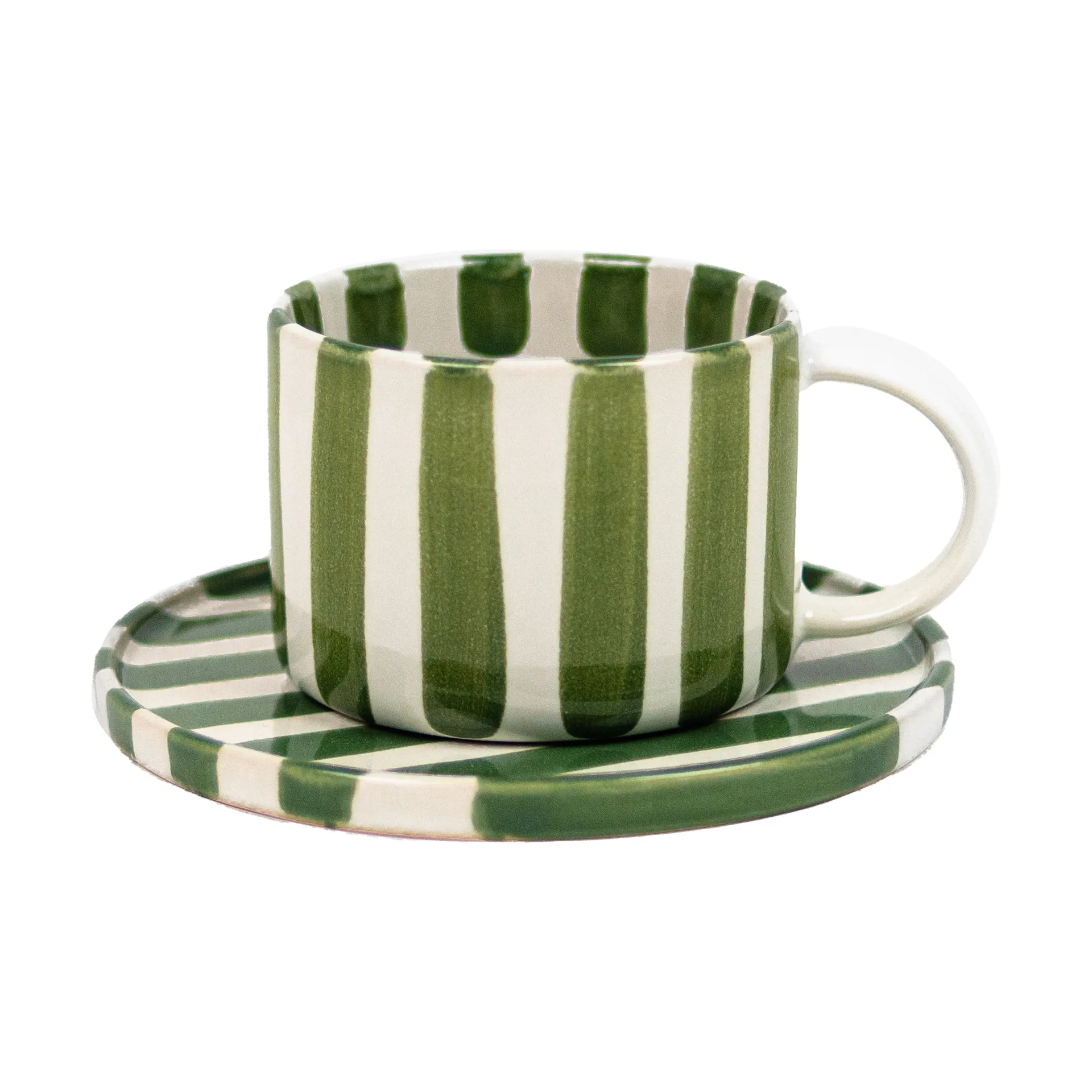 Tazza con piattino Monica, Verde-Bianco Olsson & Jensen
