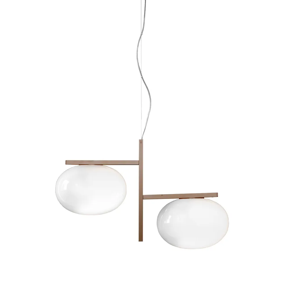 Lampada a sospensione Alba 468, Opal, ottone Oluce