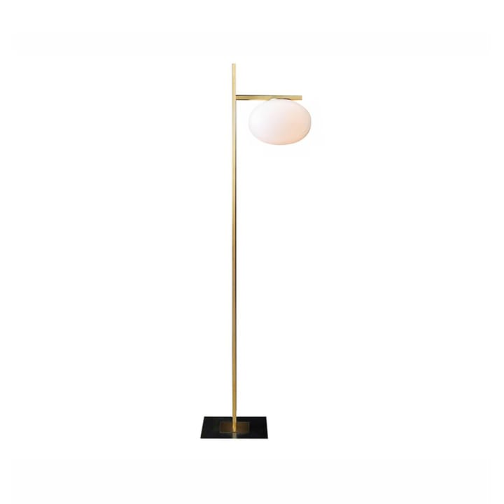 Lampada da pavimento Alba 382, opale, ottone Oluce