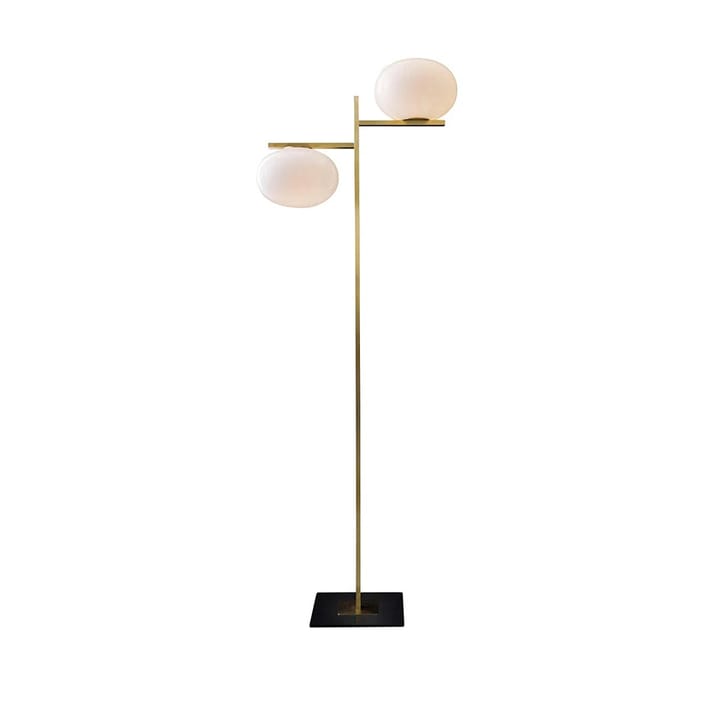Lampada da pavimento Alba 383, opale, ottone Oluce