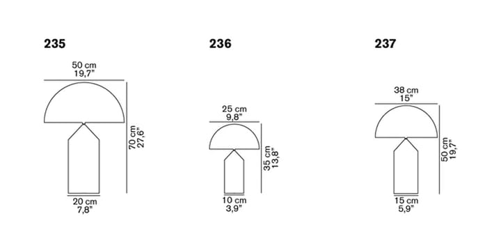 Lampada da tavolo Atollo small 236 in vetro, Opal Oluce