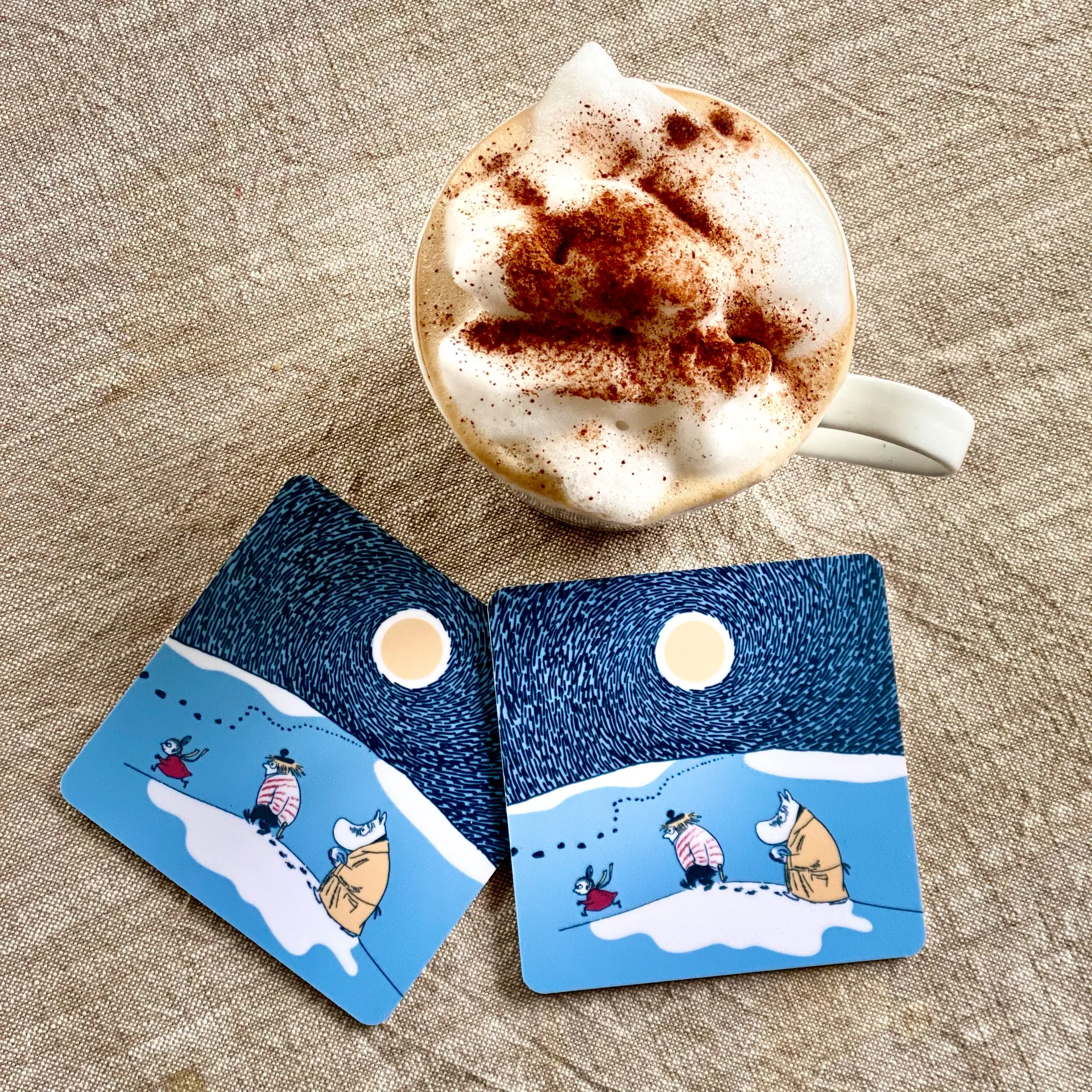 Sottobicchieri Snow Moonlight inverno 2021 confezione da 4, 9x9 cm Opto Design