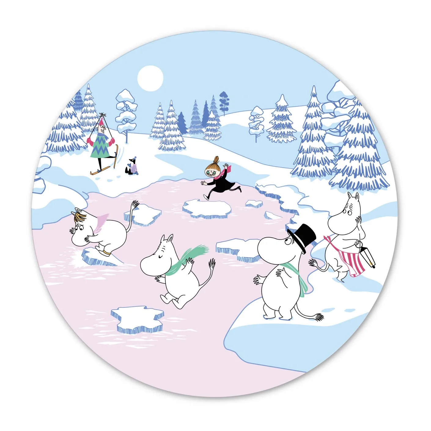 Sottopentola Moomin, inverno 2022, Ø 21 cm, Blu, bianco, rosa Opto Design