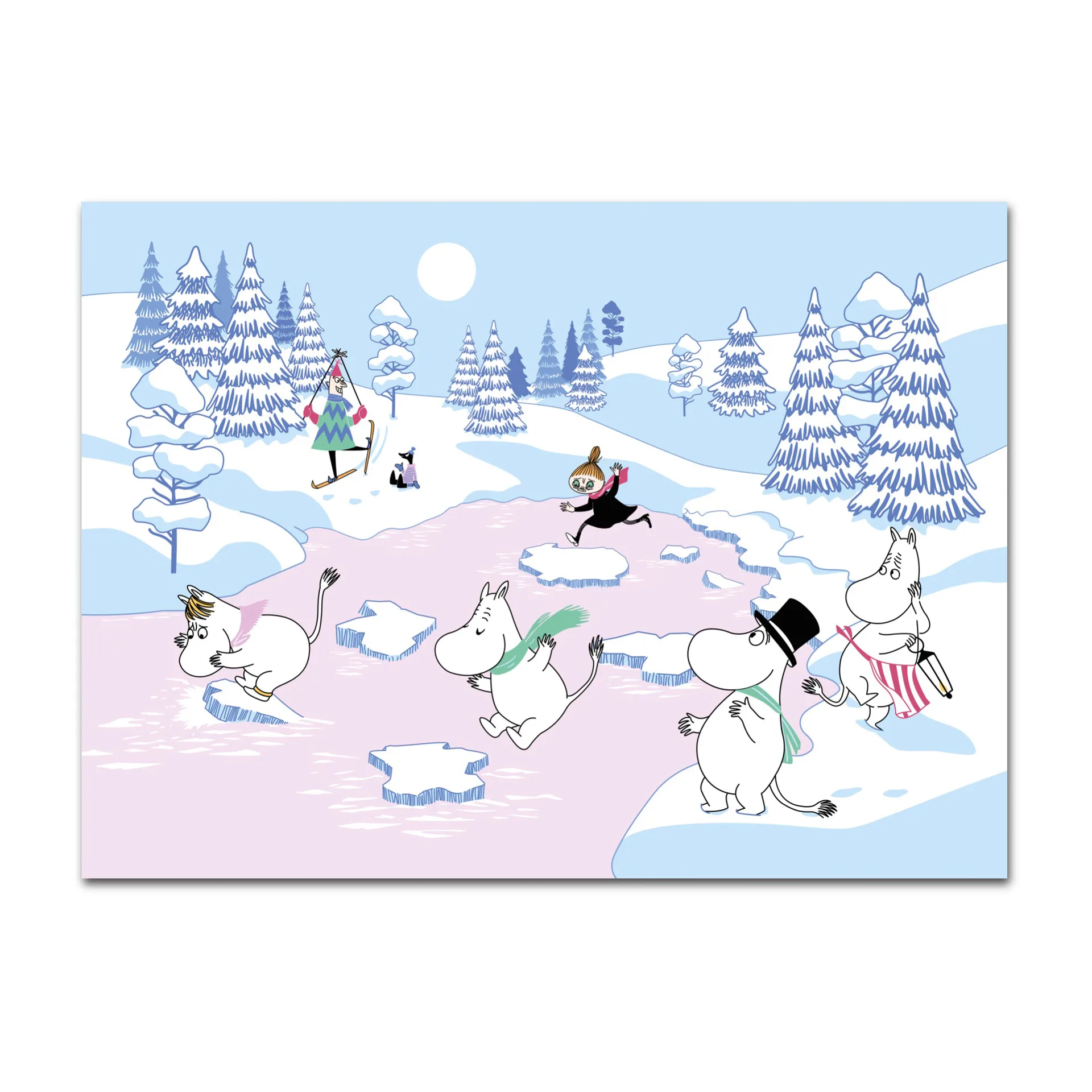 Tovaglietta Moomin, inverno 2022, 27,5x40 cm, Blu, bianco, rosa Opto Design
