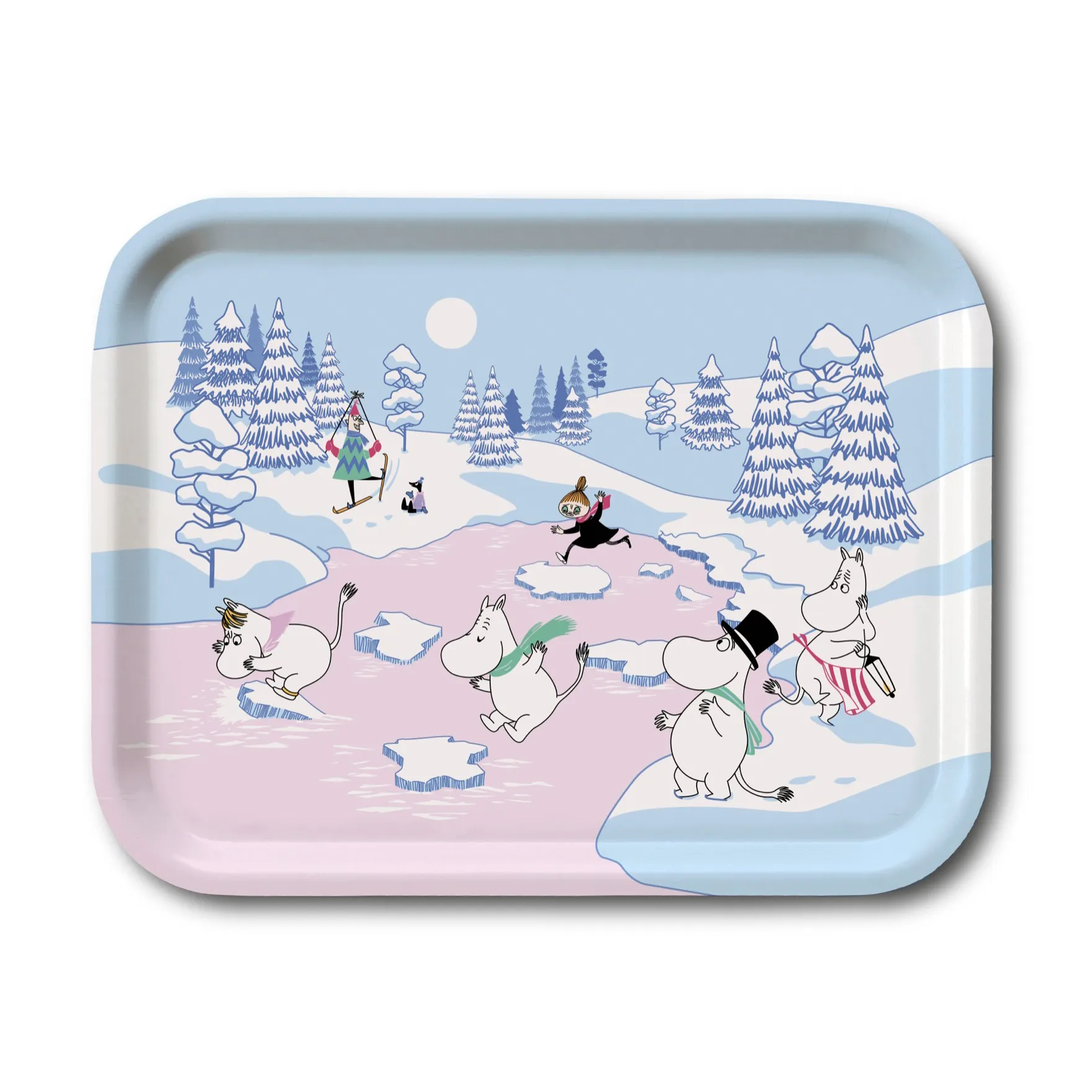 Vassoio Moomin inverno 2022, 20x27cm, Blu, bianco, rosa Opto Design