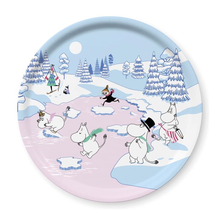 Vassoio Moomin inverno 2022, Ø 31 cm - Blu, bianco, rosa - Opto Design