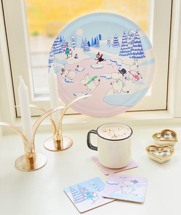 Vassoio Moomin inverno 2022, Ø 31 cm - Blu, bianco, rosa - Opto Design