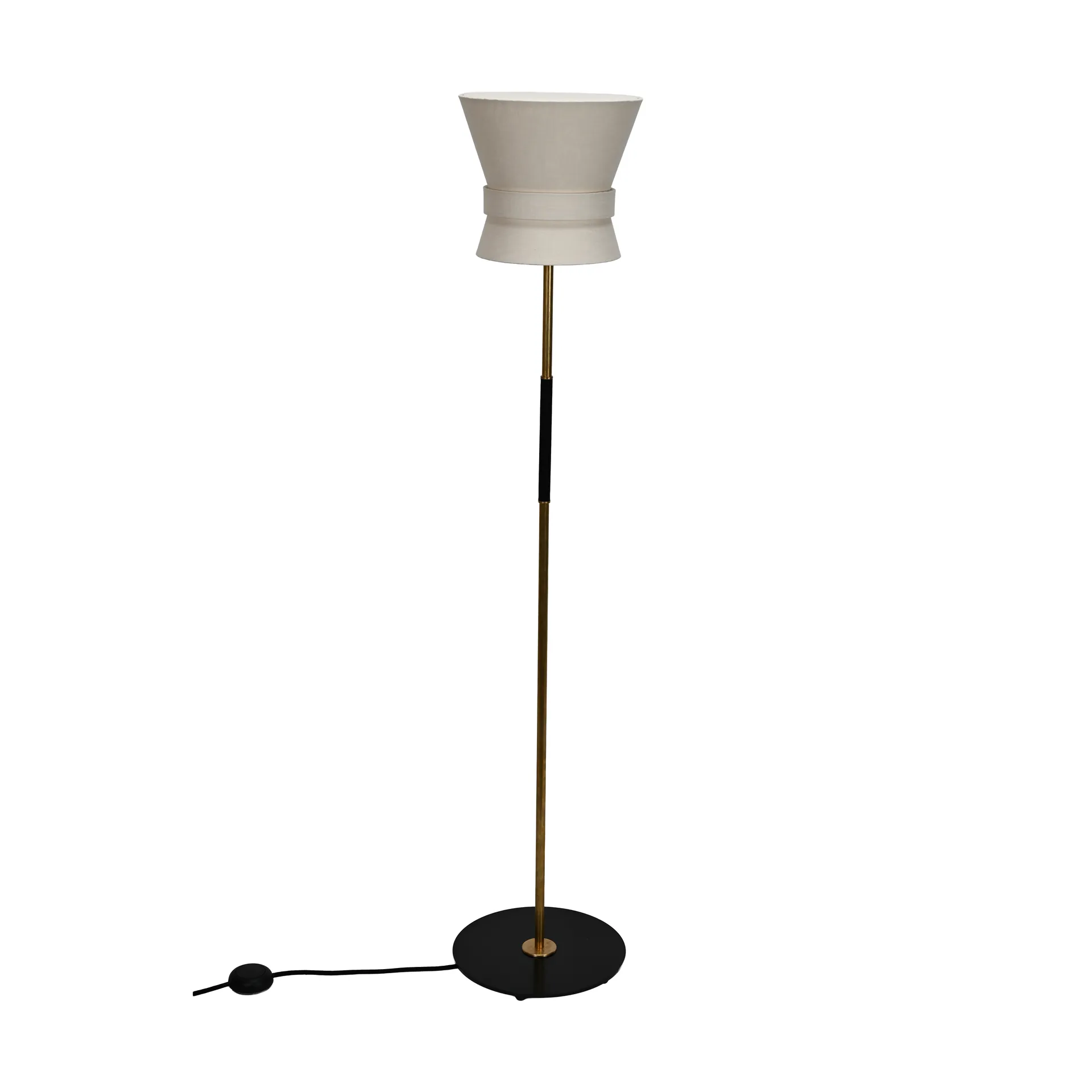 Bow lampada da terra, Ottone grezzo-cream white, small 147 cm Örsjö Belysning