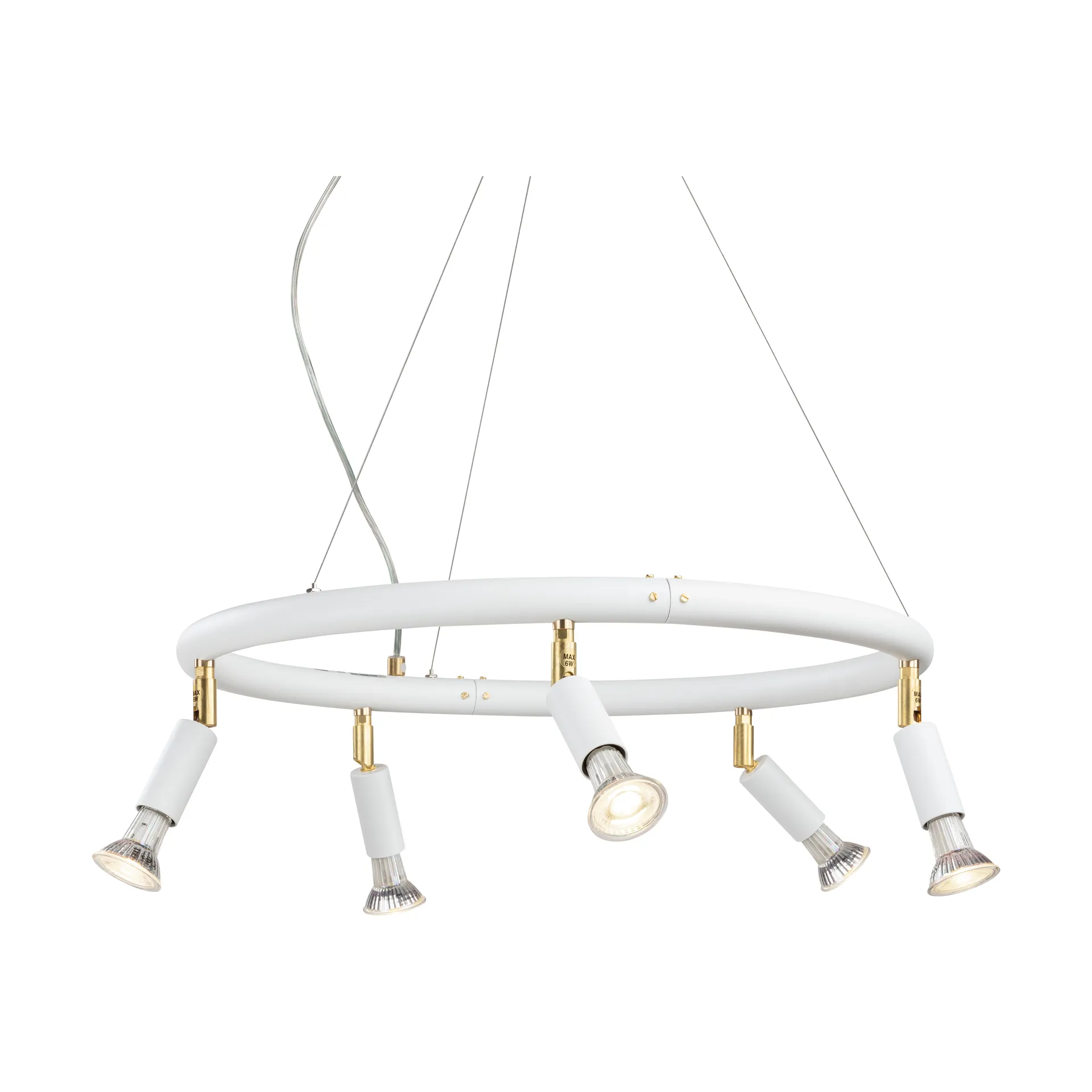 Lampadario tondo a 5 faretti Star Ø60 cm, Acciaio bianco Örsjö Belysning