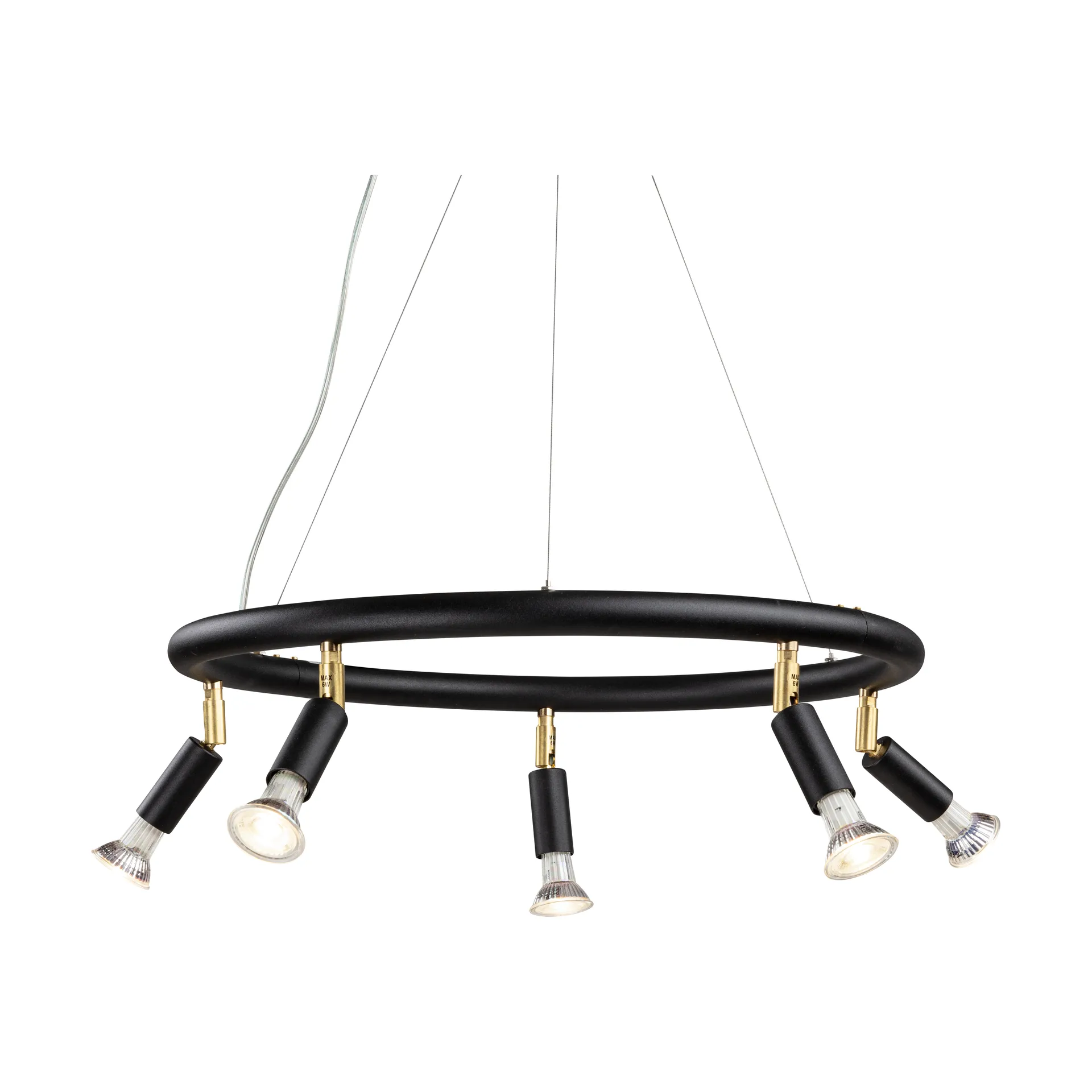 Lampadario tondo a 5 faretti Star Ø60 cm, Acciaio nero Örsjö Belysning