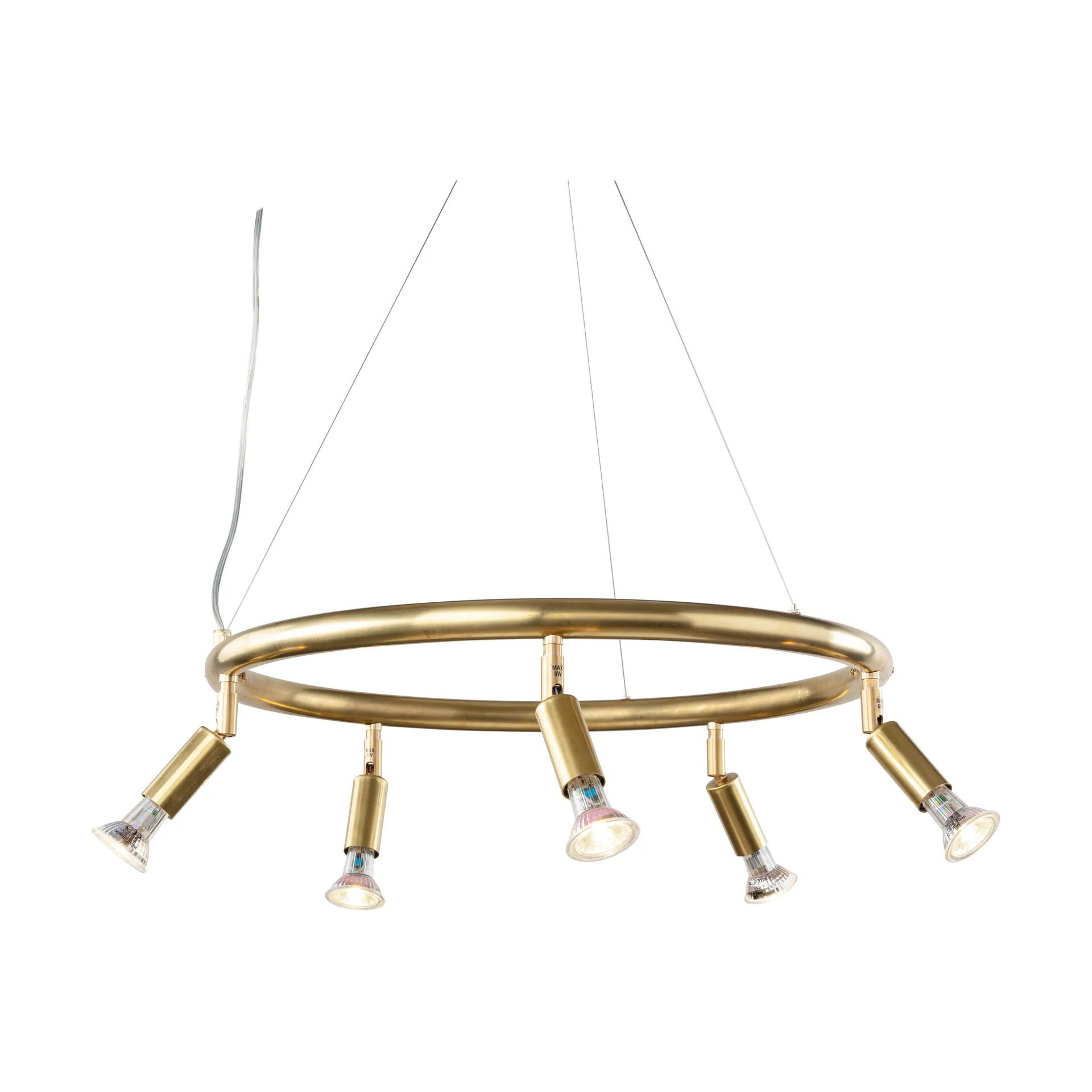 Lampadario tondo a 5 faretti Star Ø60 cm, Ottone Örsjö Belysning