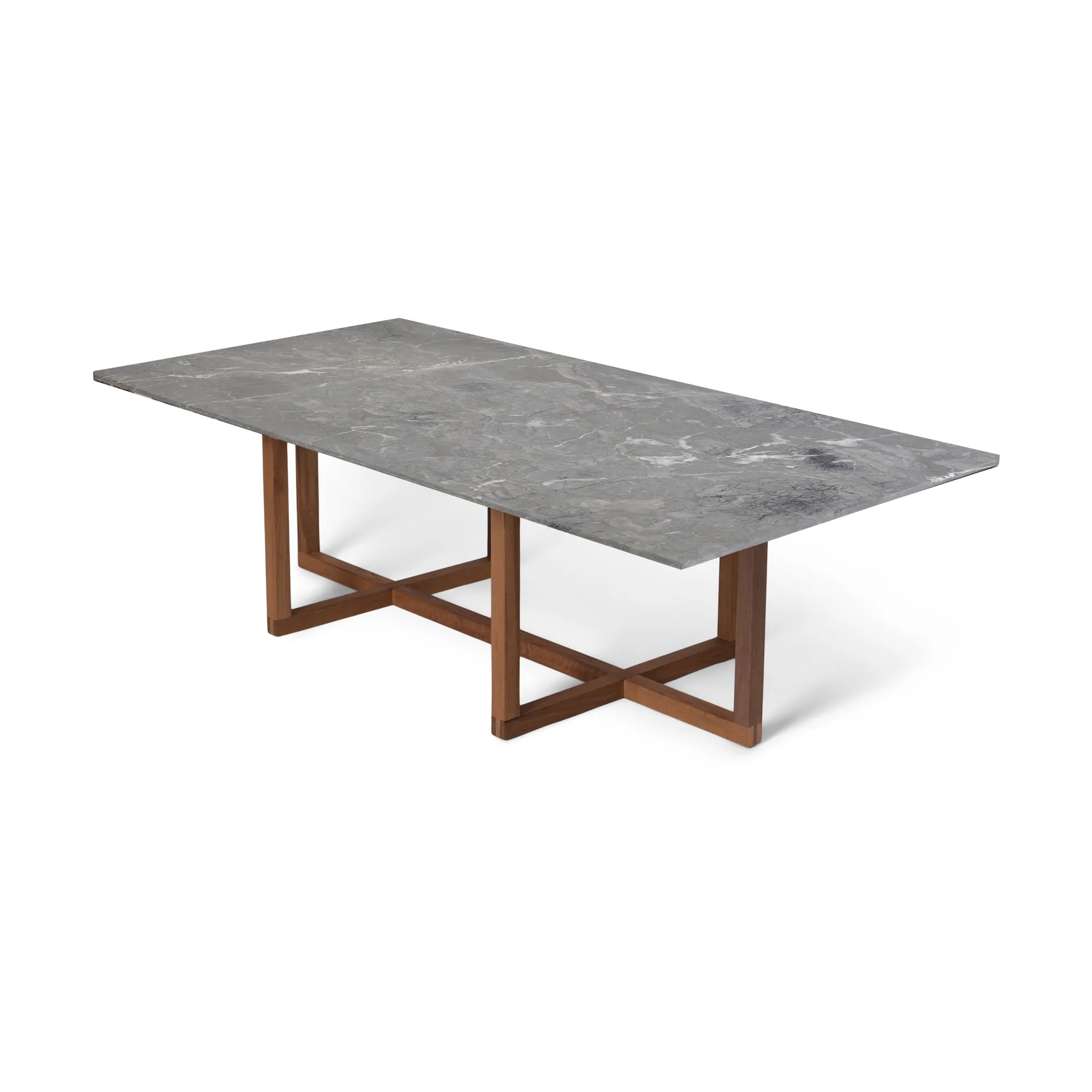 Tavolino da salotto Ninety 60x120 cm, base in rovere affumicato, Marmo grigio OX Denmarq