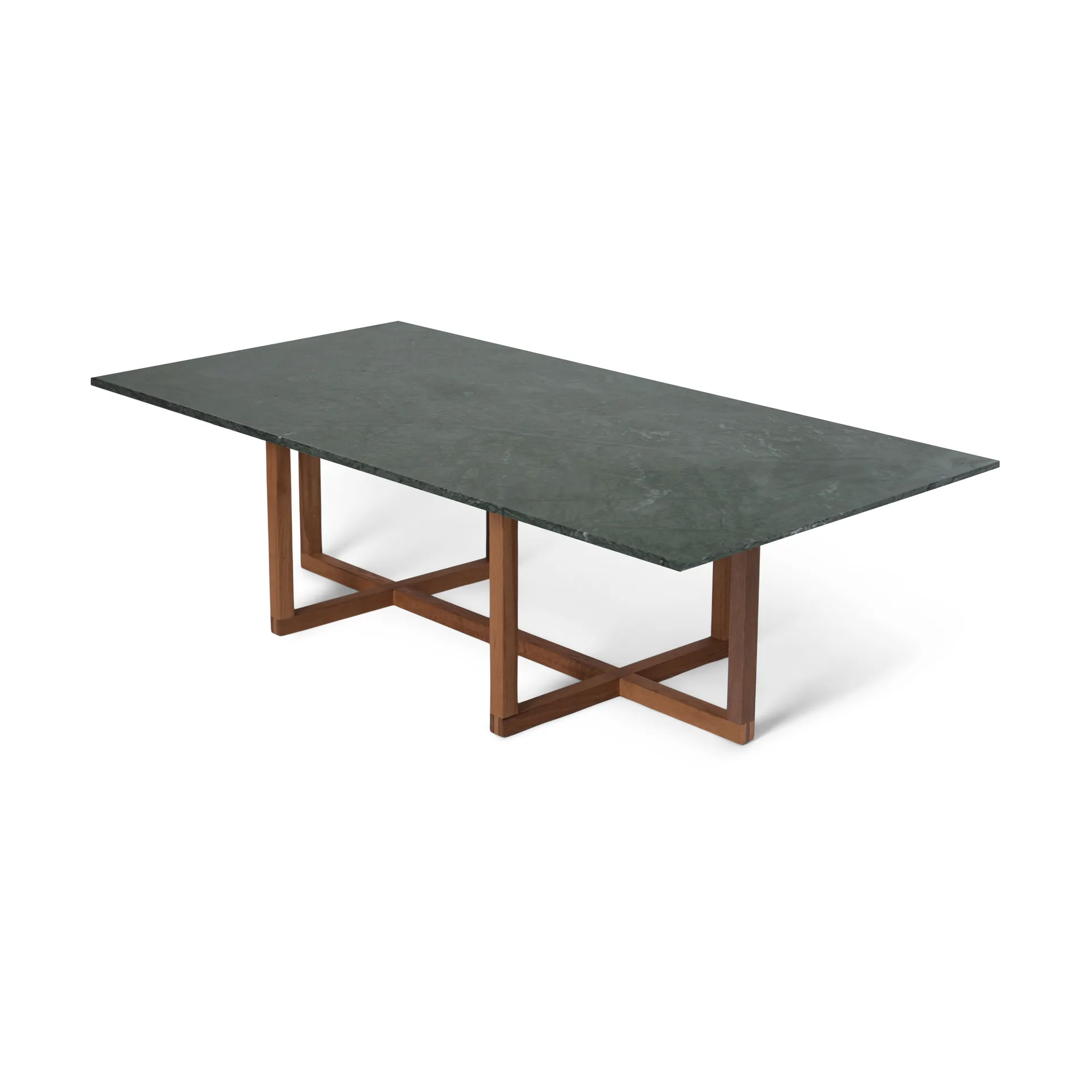 Tavolino da salotto Ninety 60x120 cm, base in rovere affumicato, Marmo verde OX Denmarq