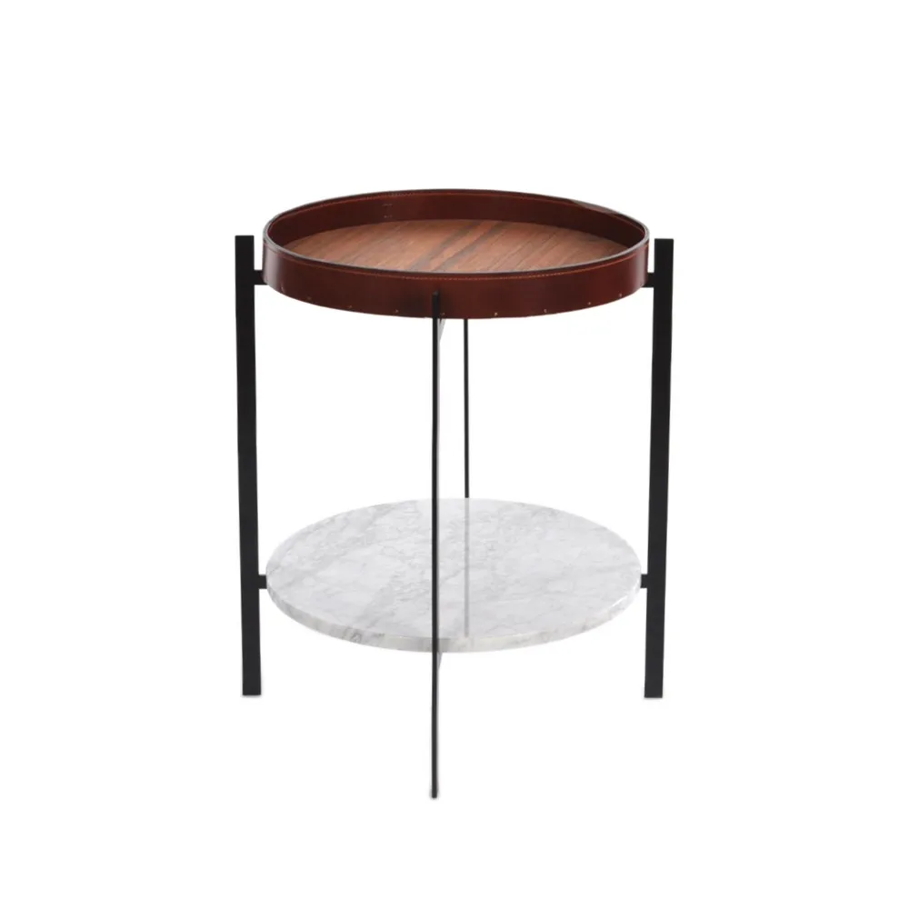 Tavolino Deck, teak, base nera, ripiano in marmo bianco OX Denmarq