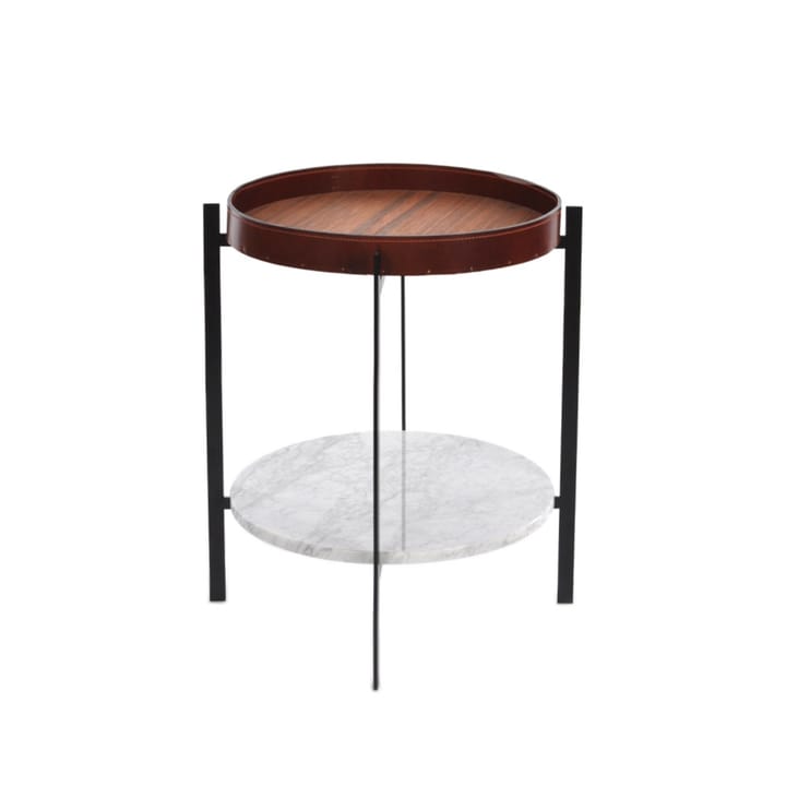 Tavolino Deck - teak, base nera, ripiano in marmo bianco - OX Denmarq