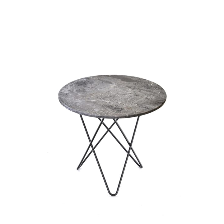 Tavolino Mini O Table - marmo grigio, struttura laccata in nero - OX Denmarq