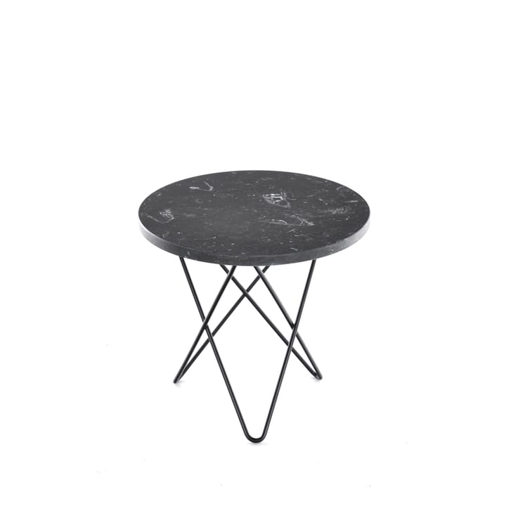 Tavolino Mini O Table - marmo Marquina, struttura laccata in nero - OX Denmarq