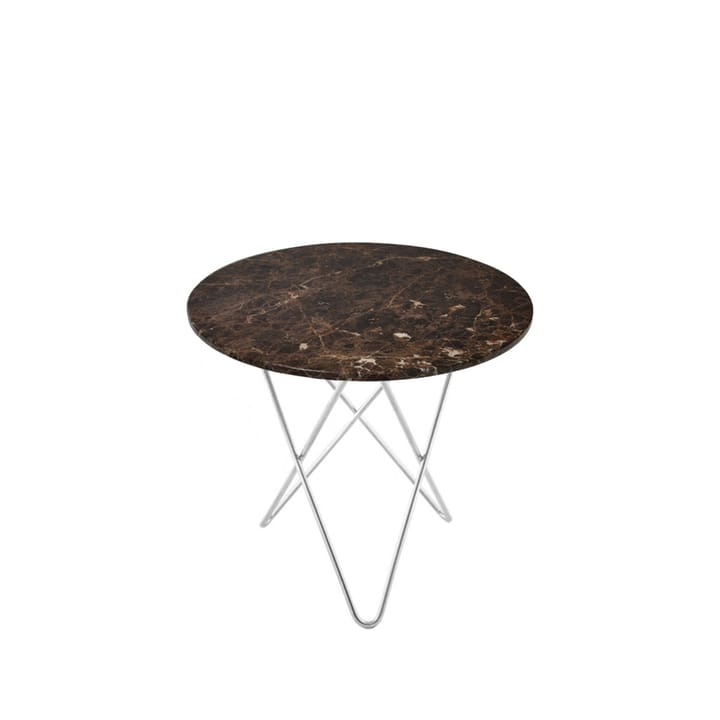 Tavolino Mini O Table - marmo marrone, struttura in acciaio inox - OX Denmarq