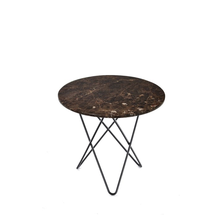 Tavolino Mini O Table - marmo marrone, struttura laccata in nero - OX Denmarq