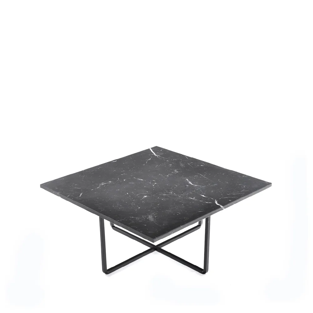 Tavolino Ninety, marmo Marquina, base nera OX Denmarq