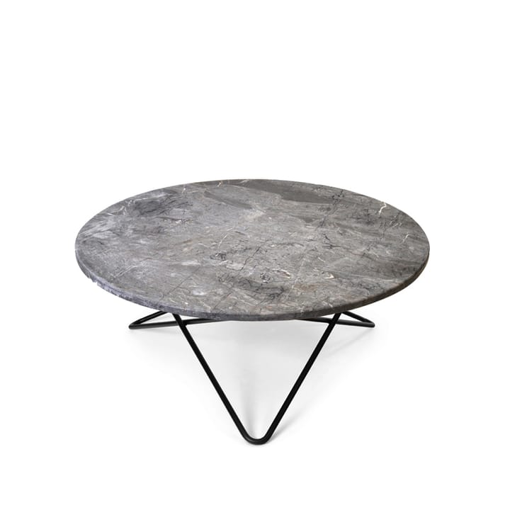 Tavolino O Table - marmo grigio, struttura laccata in nero - OX Denmarq
