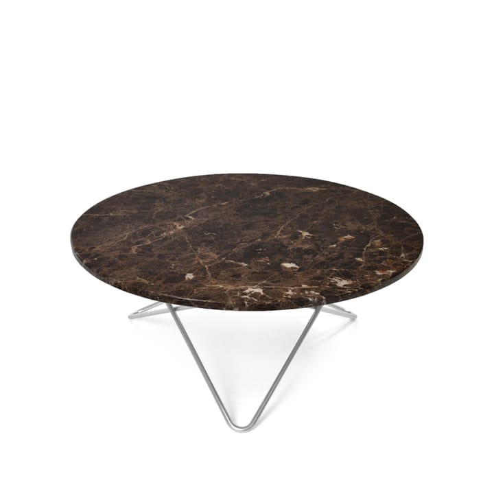 Tavolino O Table - marmo marrone, struttura in acciaio inox - OX Denmarq