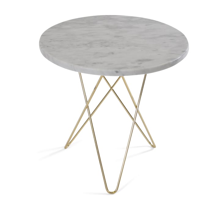 Tavolino Tall mini O Ø 50 H50, base in ottone - marmo bianco - OX Denmarq
