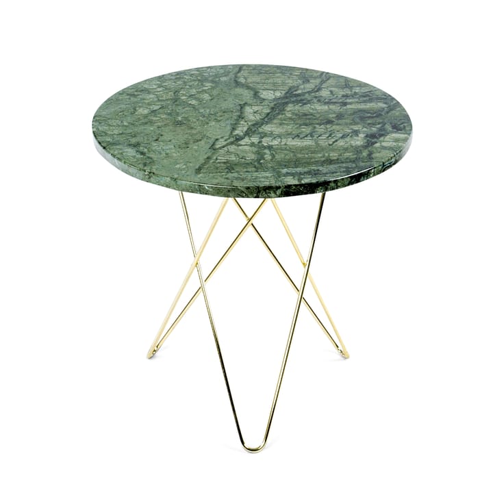 Tavolino Tall mini O Ø 50 H50, base in ottone - marmo verde - OX Denmarq