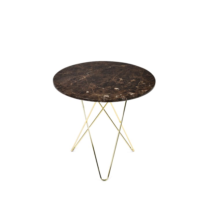 Tavolino Tall Mini O Table - marmo marrone, struttura in ottone - OX Denmarq