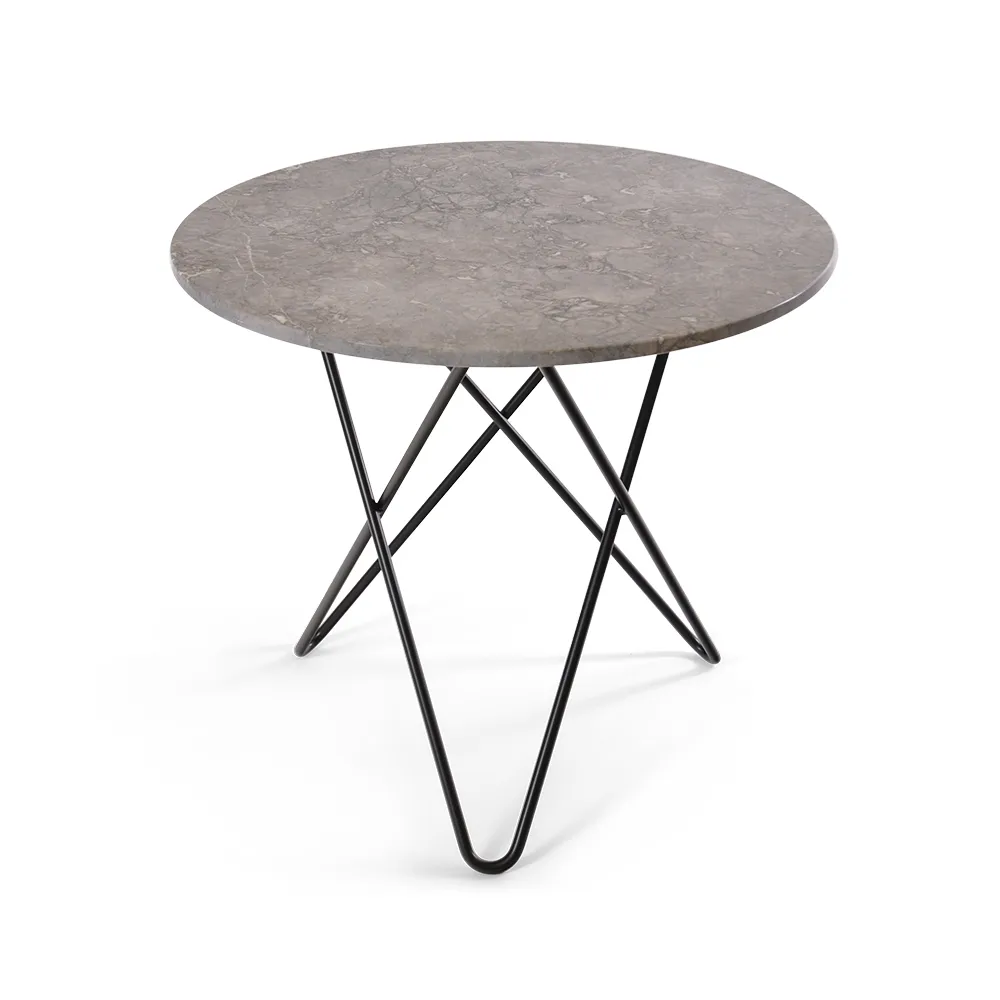 Tavolo da pranzo O Dining Table, Marmo grigio, struttura laccata in nero OX Denmarq