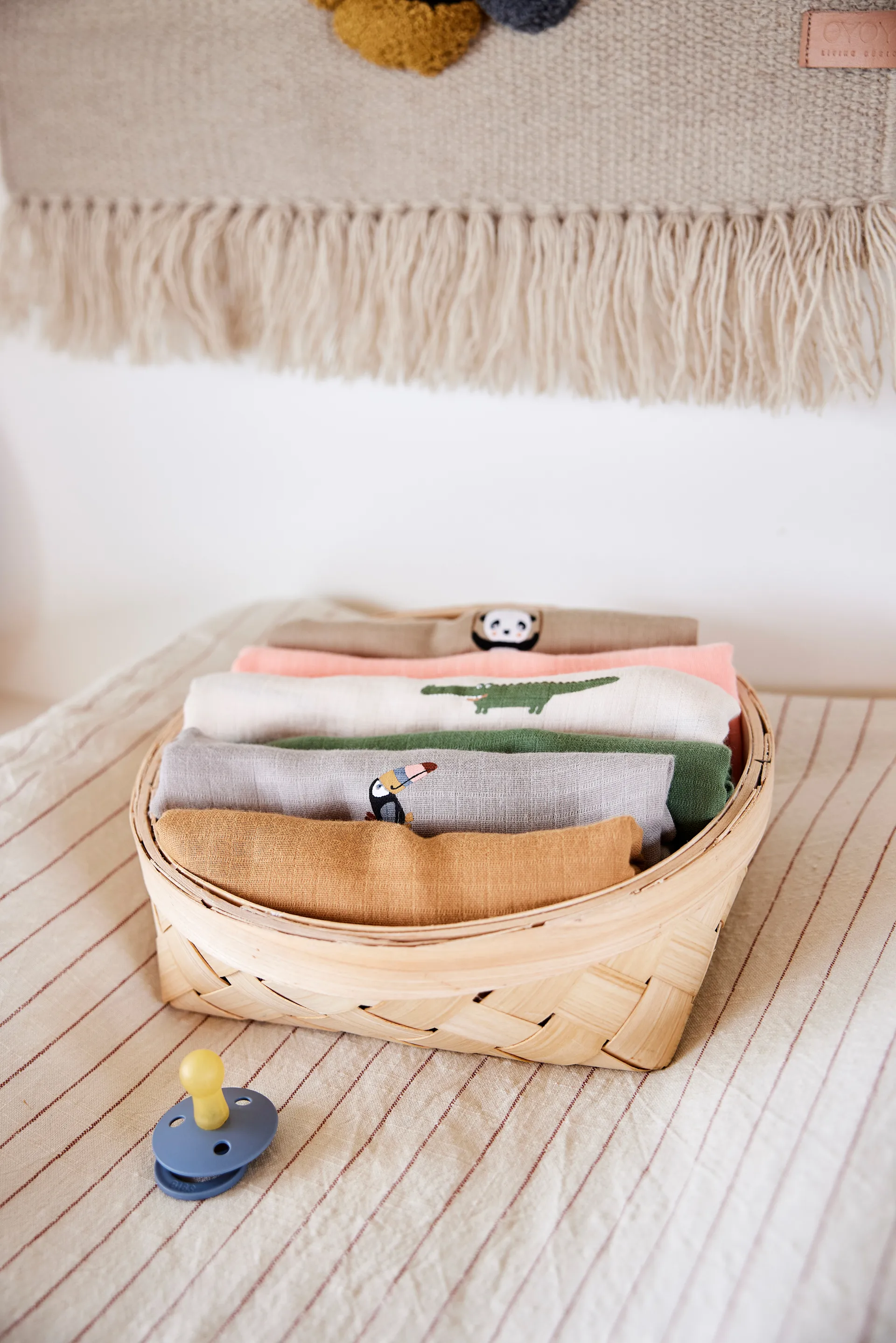 Coppia di coperte per bambini Crocodile, Beige-verde oliva OYOY