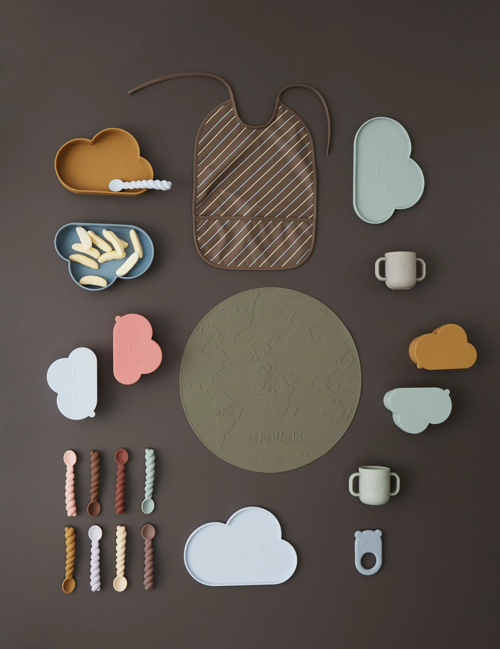 Cucchiaio Mellow confezione da 3, Dusty blue-taupe-pale mint OYOY