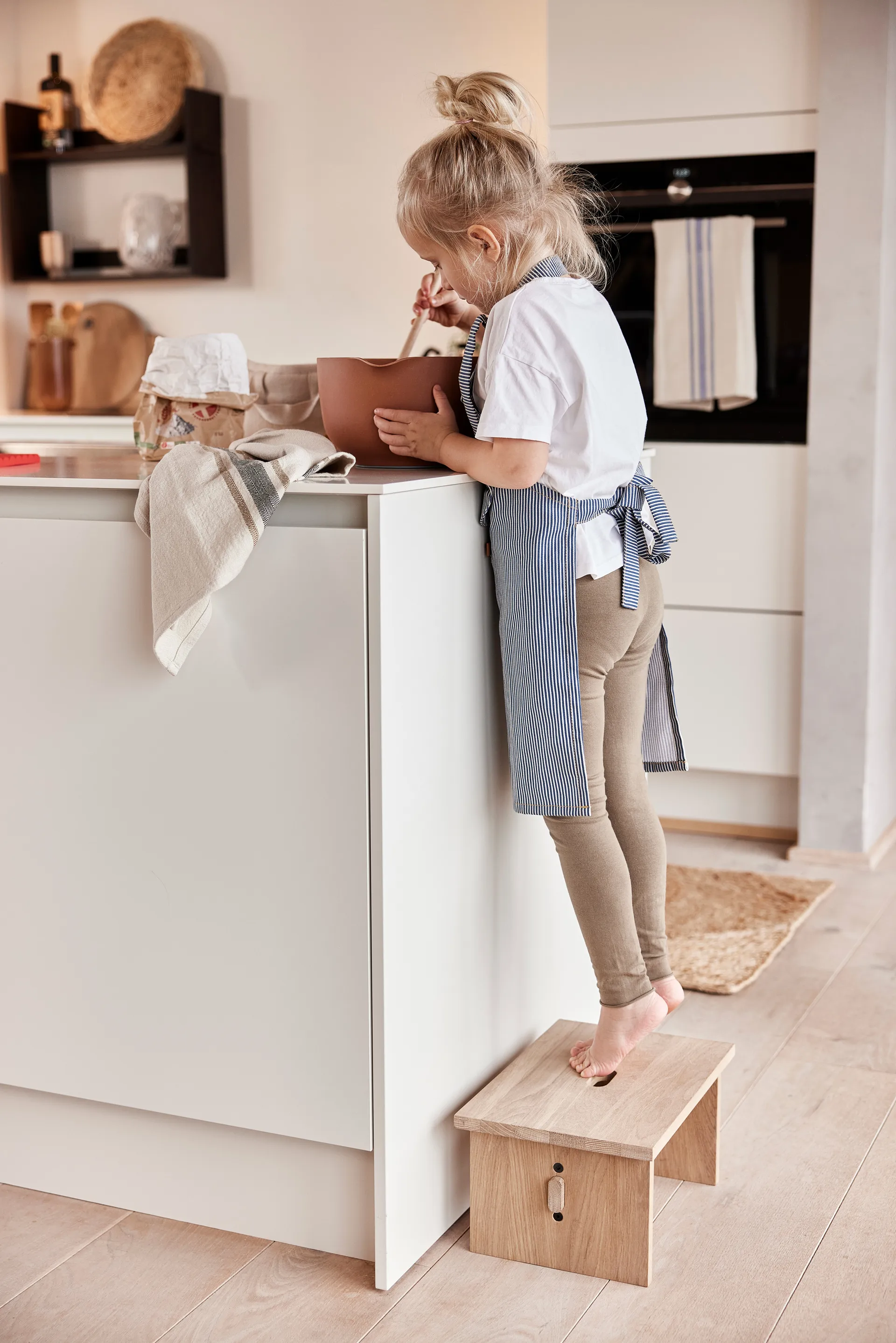 Grembiule in denim con elefante Striped, Blu OYOY