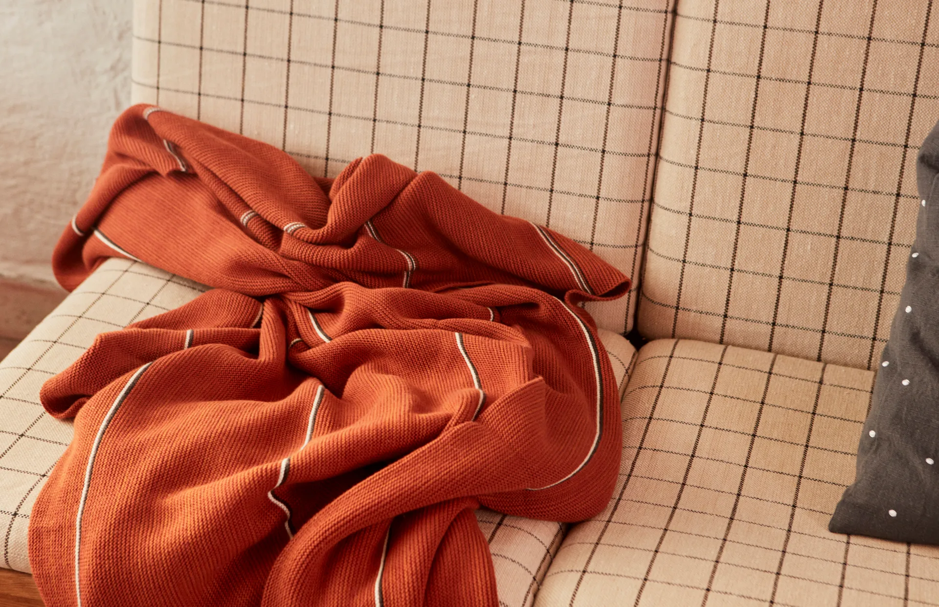 Plaid Rivi 134x184 cm, Nutmeg OYOY