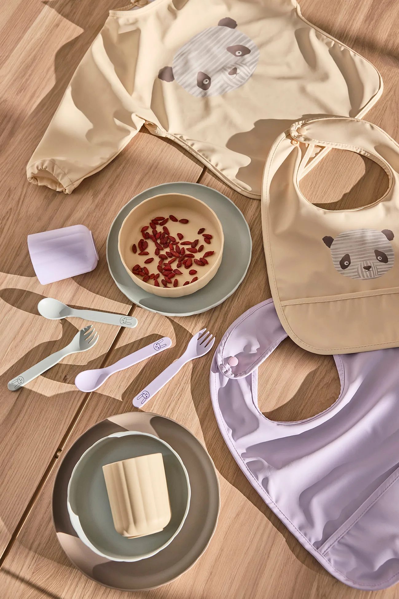 Set servizio Pullo 3 pezzi, Pale Mint-vaniglia-tortora OYOY