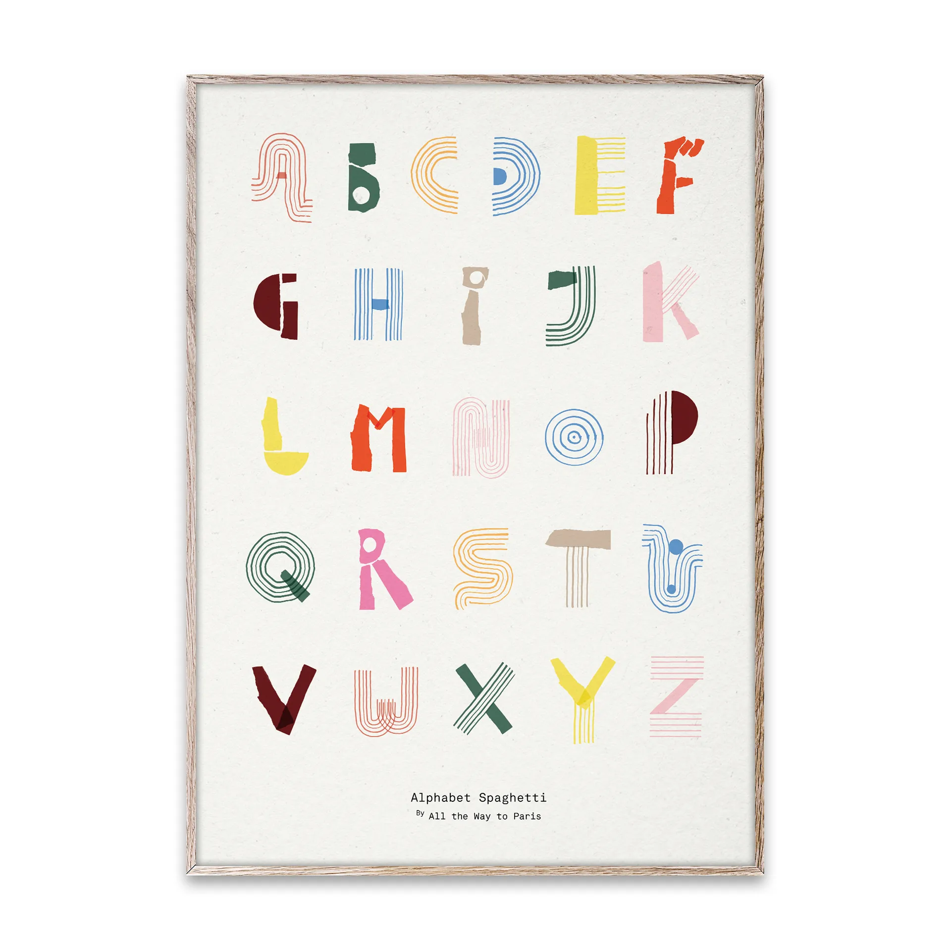 Poster Alphabet Spaghetti multicolore, 50x70 cm Paper Collective