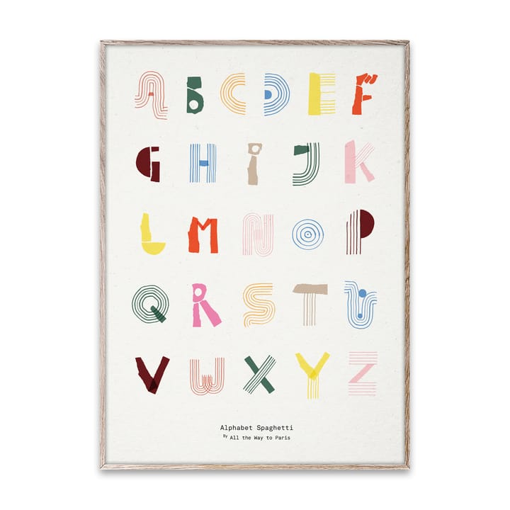 Poster Alphabet Spaghetti multicolore, 50x70 cm Paper Collective