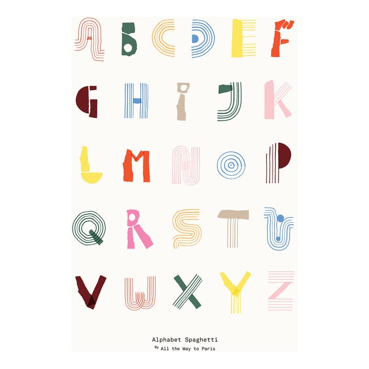 Poster Alphabet Spaghetti multicolore  - 70x100 cm - Paper Collective