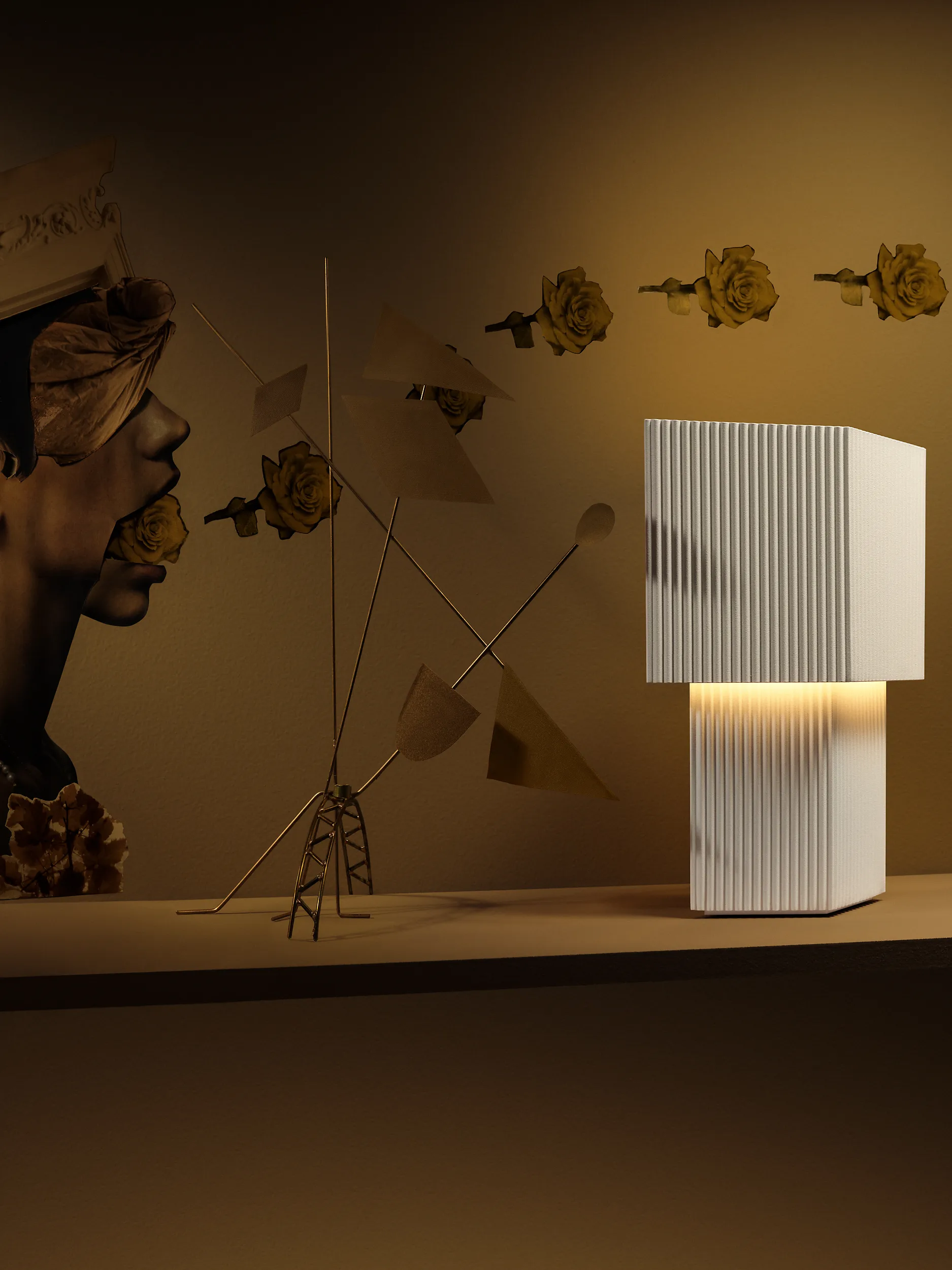 Romb Mini lampada da tavolo 19 cm, Cotone Pholc