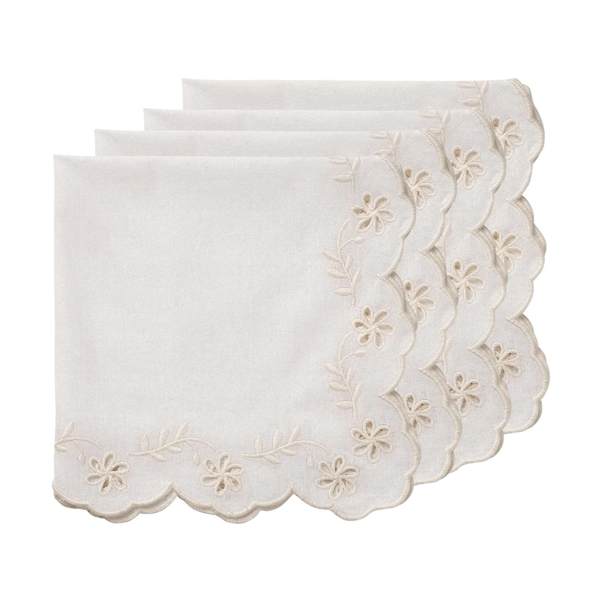 Lace tovagliolo in cotone, Offwhite, confezione da 4, 45x45 cm Pick a Poppy